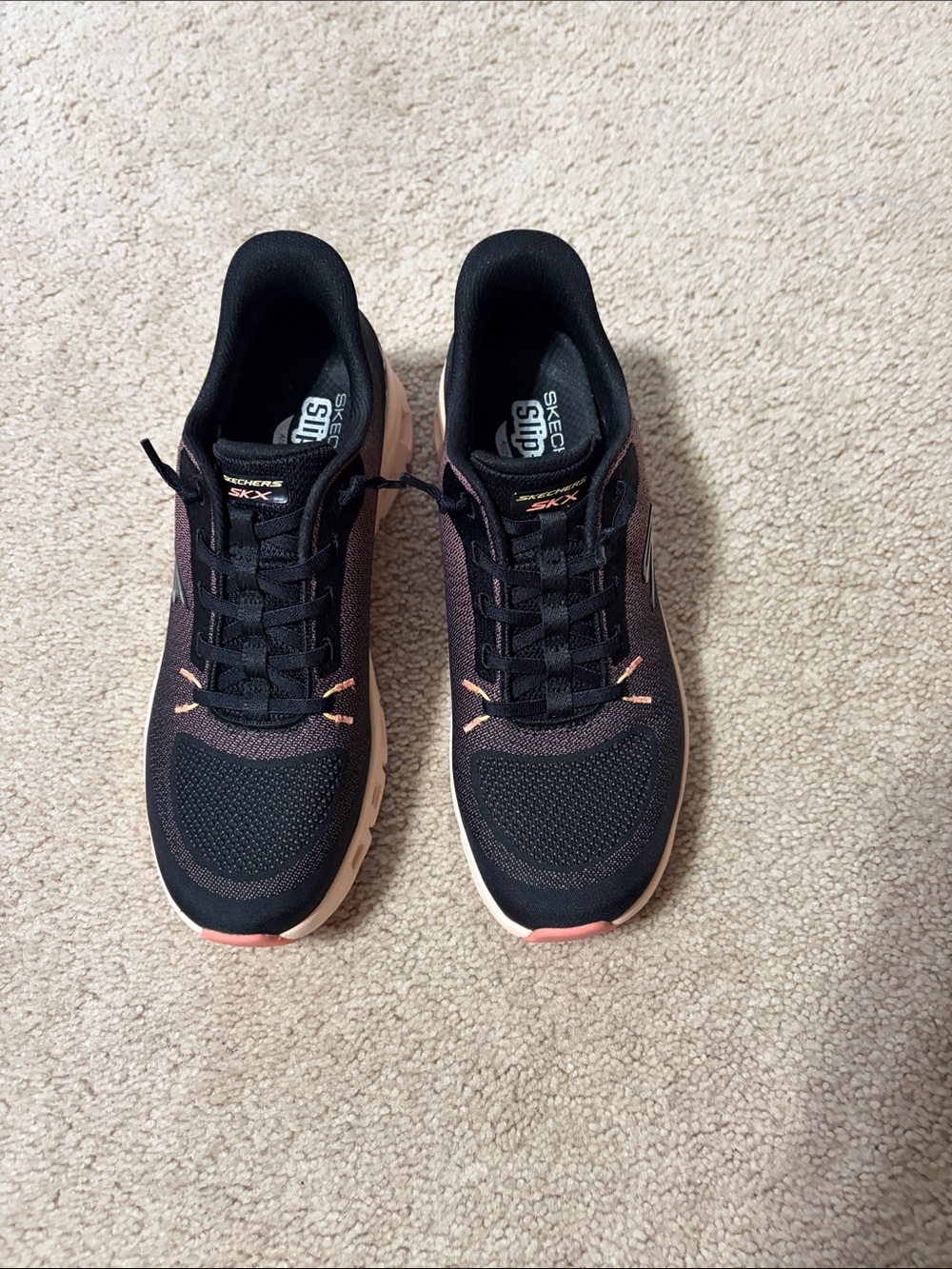 Skechers SKX Black with Rose Accent Slip-ins Sneakers